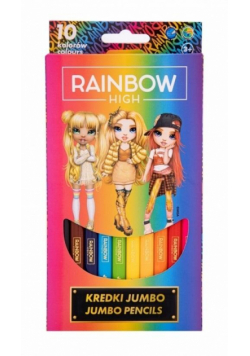 Kredki trójkątne Jumbo Rainbow High 10kol ASTRA