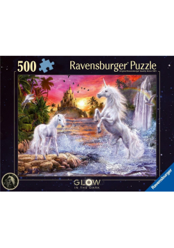 Puzzle 500 świecące - Jednorożce nad rzeką
