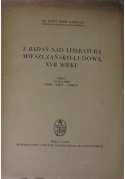Z badań nad literaturą mieszczańsko-ludową