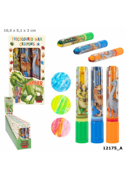 Kredki woskowe trójkolorowe Dino World 3 szt. 12175A
