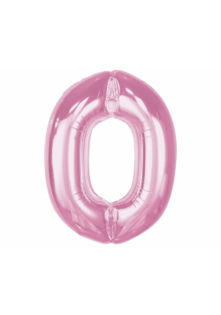 Balon foliowy cyfra 0 jasnoróżowa Smart 92cm