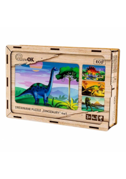 Puzzle 4w1 drewniane Dinozaury