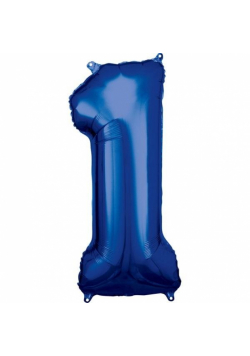 Balon foliowy cyfra 1 niebieska 38x86cm
