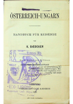 Osterreich - Ungarn Handbuch fur reisende 1903 r.