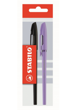 Długopis Stabilo re-liner 868 f czarny i fiolet 10 sztuk Torebka 2 sztuki