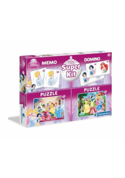 Puzzle 2x30 Memo Domino Księżniczki Super Kit 4 w 1