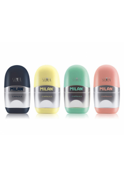 Temperówko gumka Milan Capsula Silver 16 sztuk