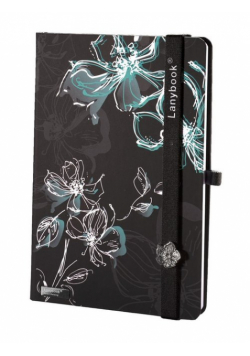 Notes A5 Lanybook Sparkling Flowers w kratkę czarno-zielony