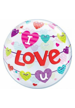 Balon foliowy I Love U Banner Hearts 55cm