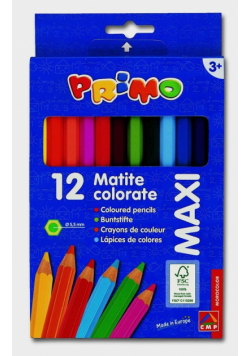 Kredki drewniane sześciokątne Primo Maxi 12 kolorów