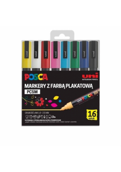Markery plakatowe PC-5M 16 kolorów POSCA UNI