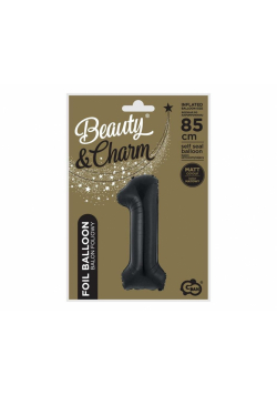 Balon foliowy B&C cyfra 1 matowa czarna 85cm