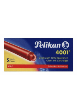 Naboje długie Pelikan 4001 GTP/5 czerwone 5 sztuk