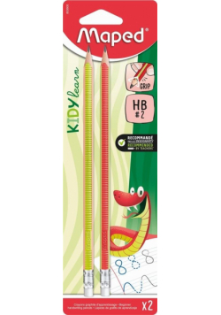 Ołówek z gumką Kidy Learn Grip HB 2szt MAPED