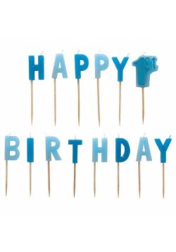 Zestaw świeczek "happy 1st birthday" boy