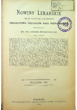 Nowiny Lekarskie Rocznik XIV Zeszyt 1 do 12 1902 r.