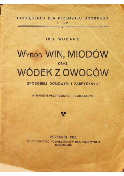 Wyrób win miodów oraz wódek z owoców 1925 r.