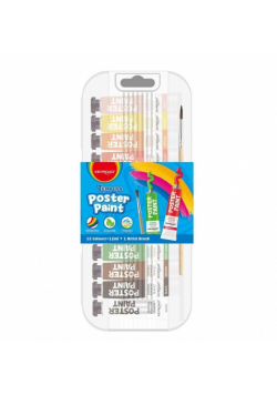 Farby plakatowe + pędzelek 12x12ml