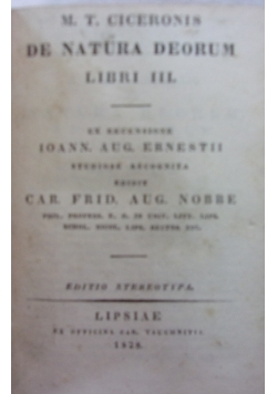 De natura dorum libri III , 1828 r.