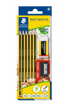 Ołówek Noris 6szt 2xHB,1x2B,B,H,2H + gumka+gratis