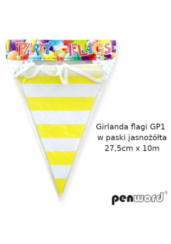 Girlanda flagi w paski jasnożółta 27.5cmx10m