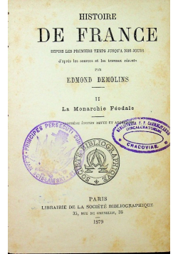 Histoire De France Tome II 1879 r