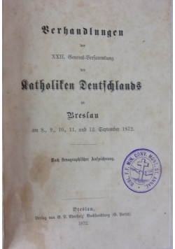 Berhandlungen, 1872 r.
