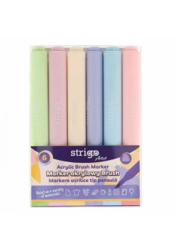 Marker akrylowy z końcówką Brush 6kol STRIGO