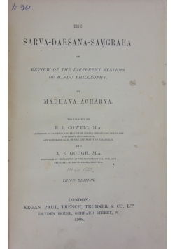 The Sarva - Darsana - Samgraha, 1908 r.