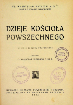 Dzieje Kościoła Powszechnego 1925 r.