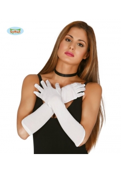 Satynowe Długie Rękawiczki Białe 45cm
