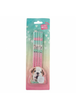 Zestaw 4 ołówków Studio Pets zielono-różowy