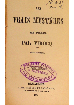 Les vrais mysteres de paris Tom I do III 1844 r.