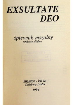 Exsultate deo Śpiewnik mszalny