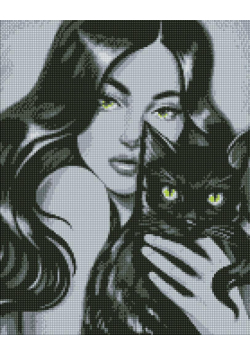 Diamentowa mozaika - Czarny puszysty 40x50cm