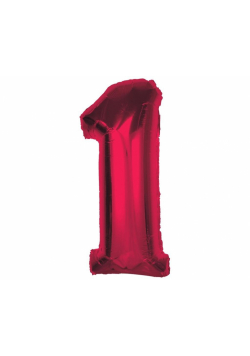 Balon foliowy cyfra 1 czerwona Smart 92cm