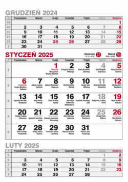 Kalendarz 2025 biurkowy pionowy trójdzielny KBA5T 1szt.mix