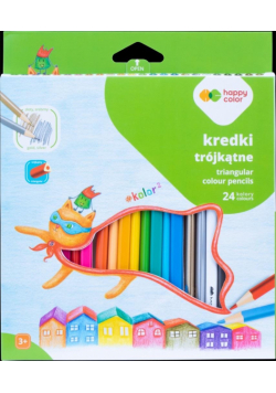 Kredki drewniane trójkątne 24kol HAPPY COLOR