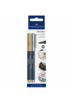 Pisak metaliczny Faber-Castell Metallics kolor srebrny i złoty 2 sztuki blister