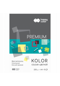 Paczka Blok techniczny kolorowy A4 Premium 220g Happy Color 20sztuk