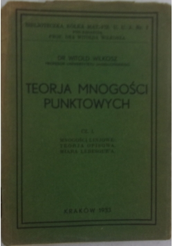 Teorja mnogości punktowych, 1933 r.