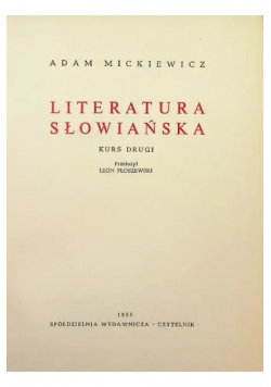 Mickiewicz Dzieła Tom IX Literatura Słowiańska