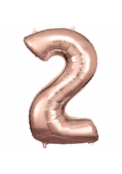 Balon foliowy cyfra 2 różowe złoto 57x86cm