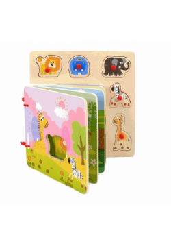 Puzzle drewniane układanka książeczka z pinezkami Zwierzęta Afryki