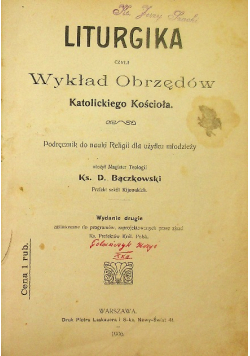 Liturgika czyli wykład obrzędów 1906 r.