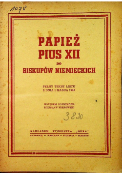 Papież Pius XII do biskupów niemieckich 1948 r.