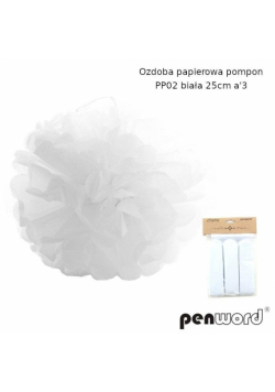 Ozdoba papierowa pompon biała 25cm 3szt