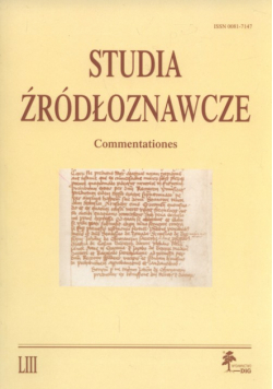 Studia źródłoznawcze Tom 53