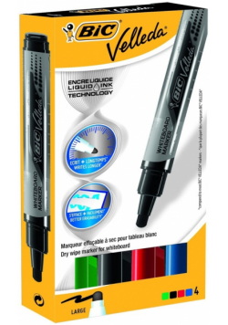 Marker suchościeralny Velleda Liquid Ink mix kolorów 4 sztuki