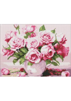 Diamentowa mozaika - Różowe róże 30x40cm